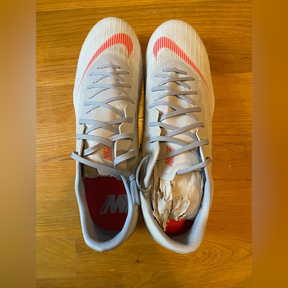 Nike Mercurial Cleats, Size 11, Grey and Red/Orange